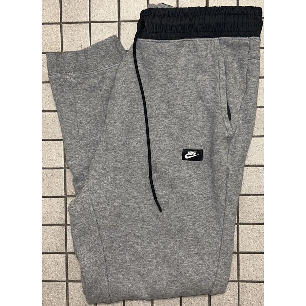 NIKE MENS MODERN JOGGERS SLIM FRENCH TERRY PANTS GREY BLACK 805154 091 - Picture 3 of 3